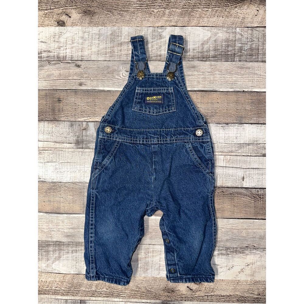 Vintage Oshkosh B’Gosh Baby Toddler 12mo USA Union Made Vestbak Denim Overalls